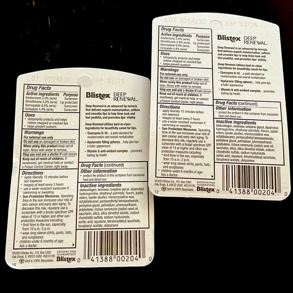 Blistex Deep Renewal Bundle of 2 Lip Balms New in Package - Picture 2 of 2